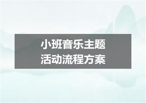 小班音乐主题活动流程方案