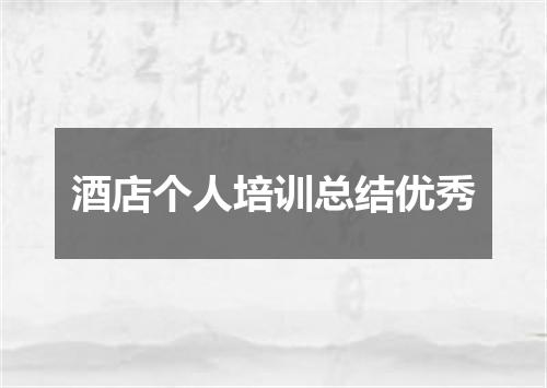 酒店个人培训总结优秀
