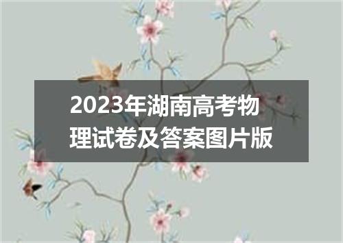 2023年湖南高考物理试卷及答案图片版