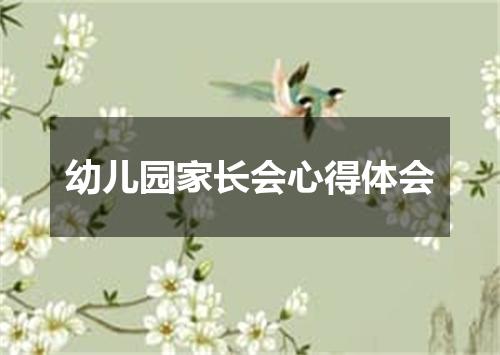 幼儿园家长会心得体会