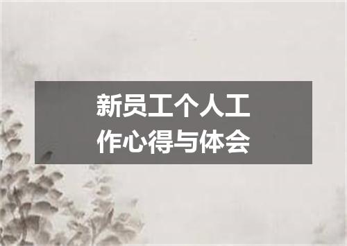 新员工个人工作心得与体会
