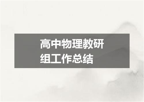 高中物理教研组工作总结