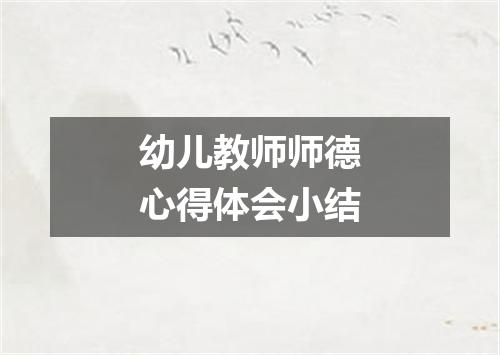 幼儿教师师德心得体会小结