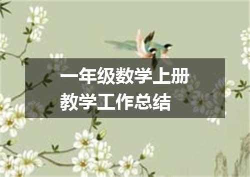 一年级数学上册教学工作总结