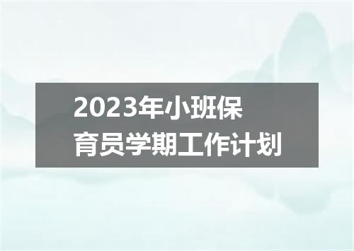 2023年小班保育员学期工作计划