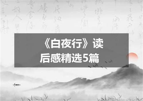 《白夜行》读后感精选5篇