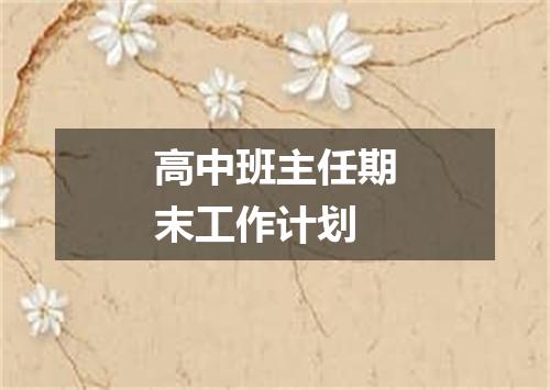 高中班主任期末工作计划