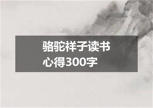 骆驼祥子读书心得300字