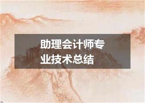 助理会计师专业技术总结