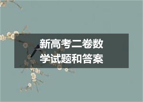 新高考二卷数学试题和答案