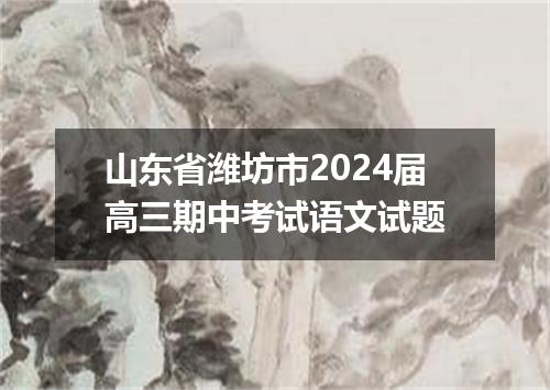 山东省潍坊市2024届高三期中考试语文试题