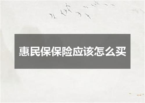 惠民保保险应该怎么买