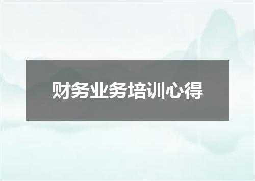 财务业务培训心得