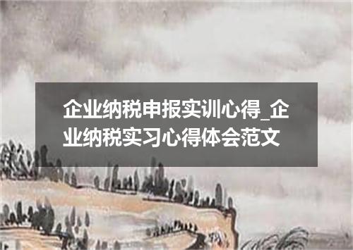 企业纳税申报实训心得_企业纳税实习心得体会范文