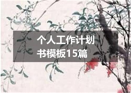 个人工作计划书模板15篇