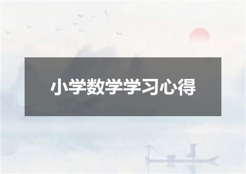 小学数学学习心得
