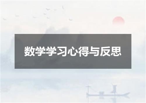 数学学习心得与反思