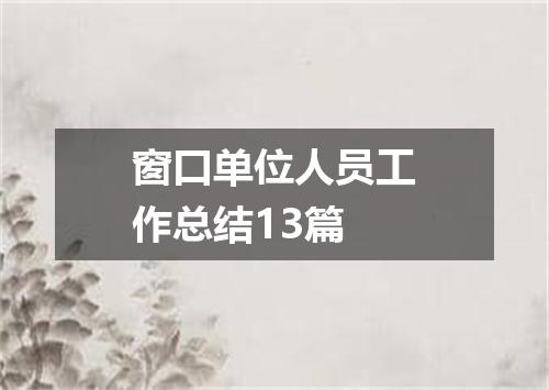 窗口单位人员工作总结13篇
