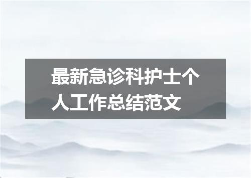 最新急诊科护士个人工作总结范文