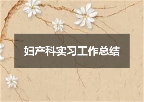 妇产科实习工作总结