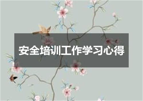 安全培训工作学习心得