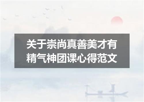 关于崇尚真善美才有精气神团课心得范文