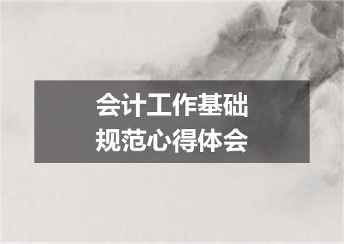 会计工作基础规范心得体会