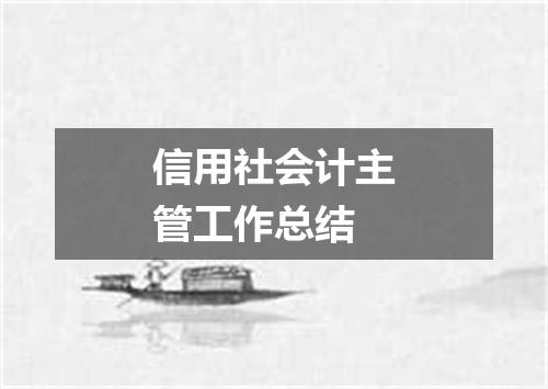 信用社会计主管工作总结