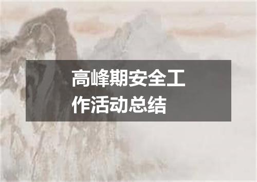 高峰期安全工作活动总结