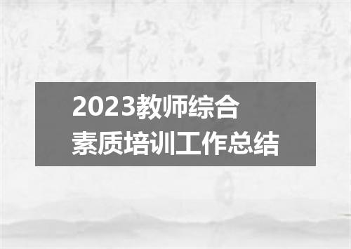 2023教师综合素质培训工作总结