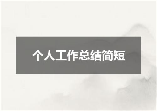 个人工作总结简短