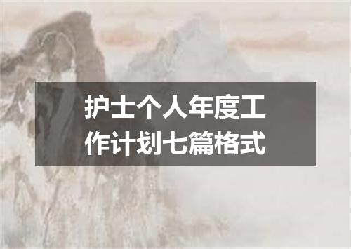 护士个人年度工作计划七篇格式