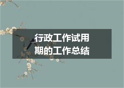 行政工作试用期的工作总结
