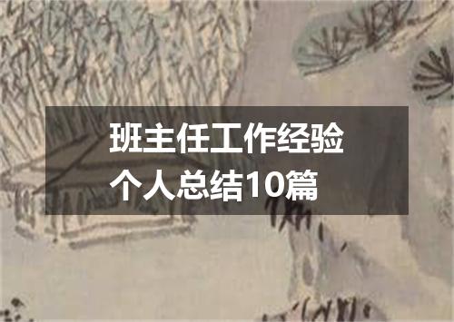 班主任工作经验个人总结10篇