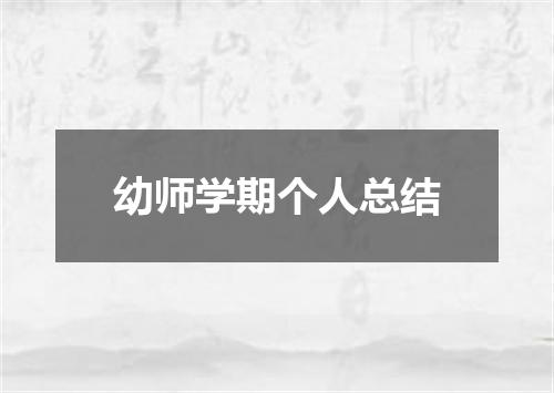 幼师学期个人总结