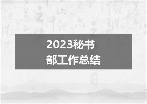 2023秘书部工作总结