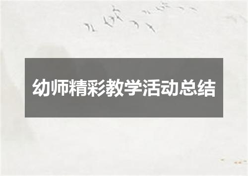 幼师精彩教学活动总结