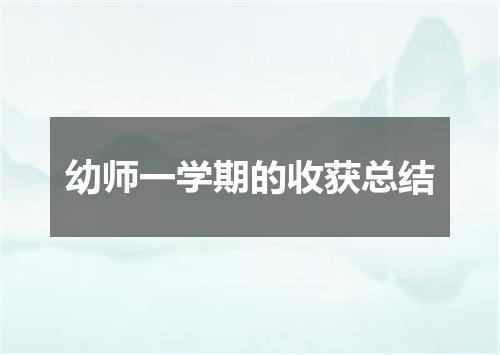 幼师一学期的收获总结