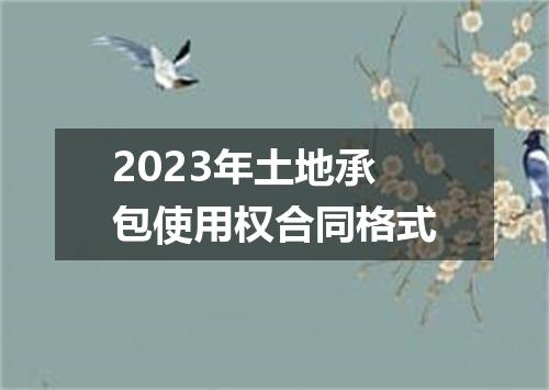 2023年土地承包使用权合同格式