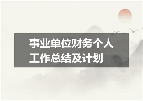 事业单位财务个人工作总结及计划