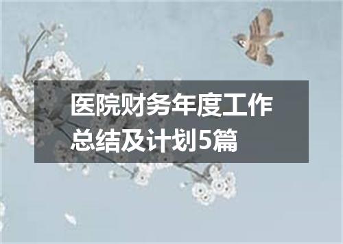 医院财务年度工作总结及计划5篇