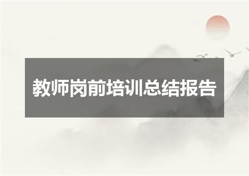 教师岗前培训总结报告