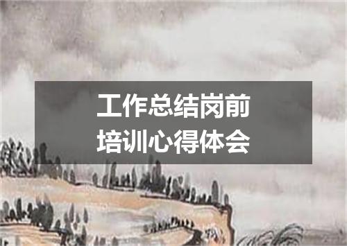工作总结岗前培训心得体会