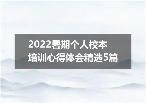 2022暑期个人校本培训心得体会精选5篇
