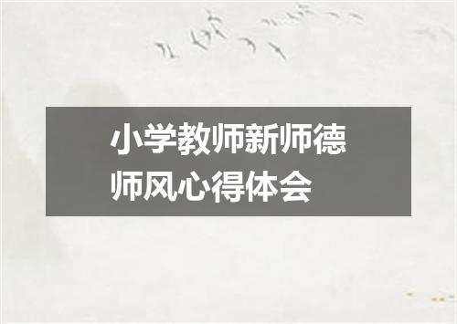 小学教师新师德师风心得体会