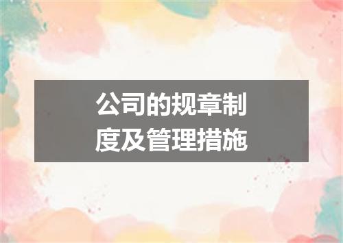 公司的规章制度及管理措施
