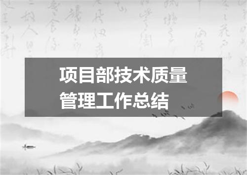 项目部技术质量管理工作总结