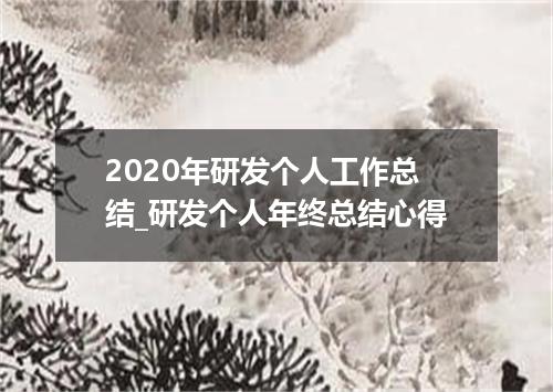 2020年研发个人工作总结_研发个人年终总结心得