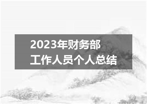 2023年财务部工作人员个人总结