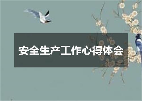 安全生产工作心得体会